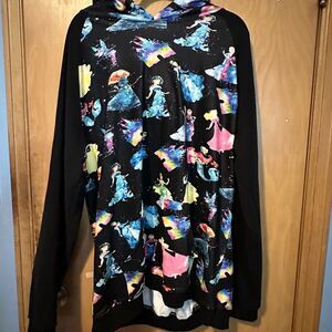 Princess Inspired Allover Print Black Hoodie 3X Soft Cozy Oversized Streetwear